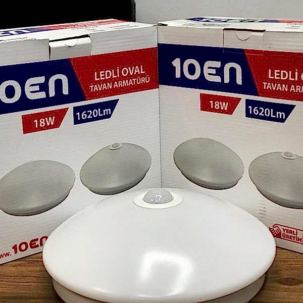 10EN 18W Ledli  Sensörlü Oval Tavan Armatürü